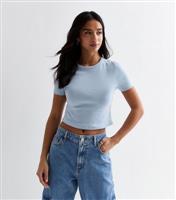 Women's Petite Pale Blue Short Sleeve Crop T-Shirt New Look
