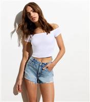 Women's Pale Blue Distressed Denim Mini Shorts New Look