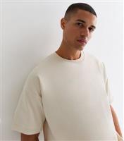 Men's Cream Premium Jersey Boxy T-Shirt New Look