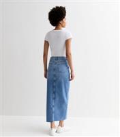 Women's Tall Blue Denim Midi Skirt New Look