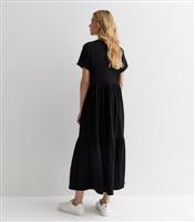 Women's Black Cotton Midi Smock Dress New Look
