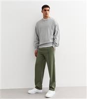 Men's Khaki Straight Cotton Blend Joggers New Look