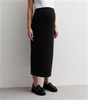 Women's Maternity Black Ribbed Knit Midaxi Skirt New Look