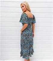 Women's Blue Ditsy Floral Smock Midi Dress AX Paris New Look