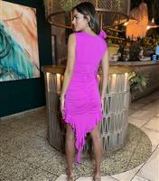 Women's Pink Ruched Frill Midi Dress AX Paris New Look