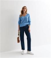 Women's Blue Knit V Neck Jumper JDY New Look