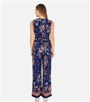 Women's Navy Paisley Print Wrap Jumpsuit Yumi New Look