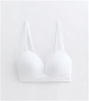 Women's White Soft-Rib Nonwired Seamless Bra New Look