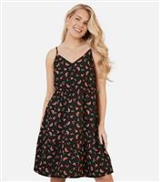 Women's Black Watermelon-Print Mini Dress Yumi New Look