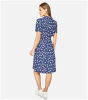 Women's Navy Floral Pocket Front Mini Shirt Dress Yumi New Look