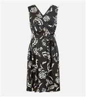 Women's Black Floral Wrap Midi Dress Mela New Look