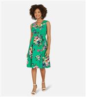 Women's Green Floral Wrap Mini Dress Mela New Look