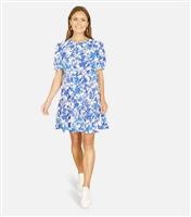 Women's Blue Floral Tunic Mini Dress Mela New Look