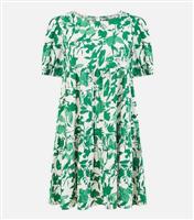 Women's Green Floral Tunic Mini Dress Mela New Look