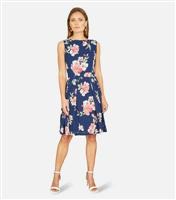 Women's Navy Floral Scoop Back Mini Dress Mela New Look
