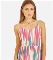 Women's Pink Abstract-Stripe Midi Dress Mela New Look