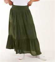 Women's Plus Size Olive Tiered Maxi Skirt Curves Blue Vanilla New Look