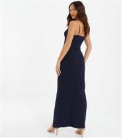 Women's Navy Ruched Maxi Dress Quiz New Look