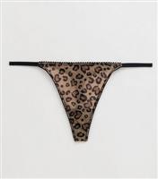 Women's Brown Leopard Print Mesh Thong New Look