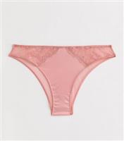 Women's Pink Floral-Embroidered Brazilian Briefs New Look