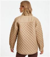 Women's Camel Quilted Jacket Quiz New Look