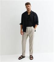 Men's Light Green Linen Blend Slim-Fit Trousers New Look