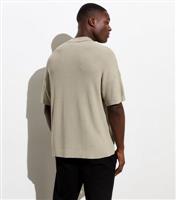 Men's Olive Relaxed Zip Neck Polo Shirt New Look