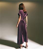 Women's Burgundy Pleated Satin Midi Dress New Look