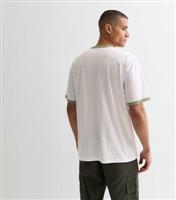 Men's Green and White Cotton Ringer Oversized T-Shirt New Look