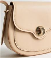 Cream Leather-Look Cross Body Saddle Bag New Look