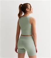 Girls' Light Green Ribbed Vest New Look