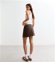 Women's Brown Denim Micro Mini Skirt New Look