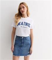 Women's Blue Denim Raw Hem A-Line Mini Skirt New Look