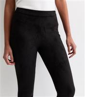 Women's Black Suedette Leggings Gini London New Look