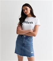 Women's Tall Blue Denim Raw Hem Mini Skirt New Look