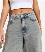Women's Blue Vintage Tint Mid-Rise Slouchy Wide Leg Jeans New Look