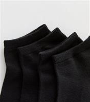 4 Pack of Black Trainer Socks New Look