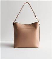 Light Brown Leather-Look Hobo Bag New Look