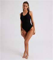 Women's Black Wave-Textured Swimsuit Urban Bliss New Look