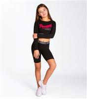 Girls' Dance Black Long Sleeve Logo Crop Top Pineapple New Look