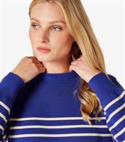 Women's Blue Stripe Knit Crew Neck Jumper Apricot New Look