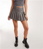 Women's Dark Grey Pleated Mini Skirt Pink Vanilla New Look