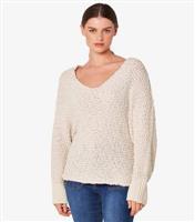 Women's Stone Popcorn Knit Slash Neck Jumper Apricot New Look