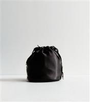 Black Beaded Shoulder Bucket Bag Vegan New Look