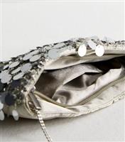 Silver Sequin Embellished Pouch Bag New Look