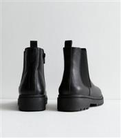 Women's Black Chunky Chelsea Boots Vegan New Look