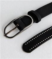 Black Leather-Look Studded Belt New Look