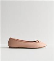 Women's Cream Leather-Look Ballerina Pumps New Look