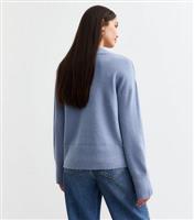 Women's Blue Wide V Neck Knit Jumper New Look