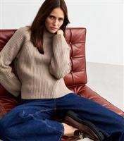 Women's Mink Ribbed Knit Long Sleeve Jumper New Look